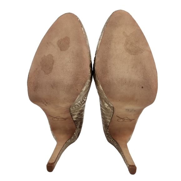 Sam Edelman Yasmine Metallic Gold Tan Snakeskin Platform Heels Women's Size 8.5 - Picture 9 of 11